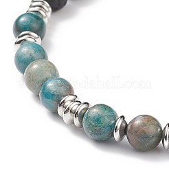 Natural Apatite & Lava Rock Braided Bead Bracelet&nbsp;BJEW-TA00188-04