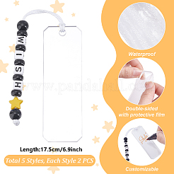 10Pcs 5 Styles Rectangle Transparent Acrylic Blank Pendant Bookmark&nbsp;HJEW-PH01988