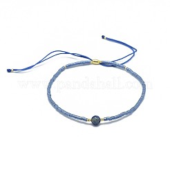 Adjustable Natural Lapis Lazuli Braided Bead Bracelets&nbsp;BJEW-F391-A10