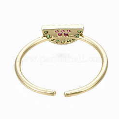 Brass Micro Pave Cubic Zirconia Cuff Rings&nbsp;RJEW-S045-061-NR