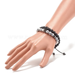 2Pcs 2 Style Cubic Zirconia Braided Bead Bracelet&nbsp;BJEW-JB08050-01