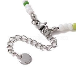 Natural Quartz Crystal & Dyed Mashan Jade & Lampwork Beaded Necklace&nbsp;NJEW-TA00075