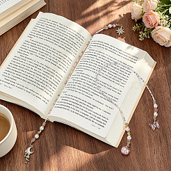 2Pcs Alloy & ABS Plastic Imitation Pearl & Glass & Acrylic Bookmark&nbsp;HJEW-PH02542
