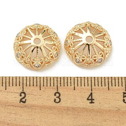 Rack Plating Brass Micro Pave Clear Cubic Zirconia Bead Caps&nbsp;KK-K386-13G-01