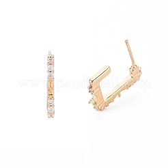 Brass Micro Pave Clear Cubic Zirconia Stud Earring Findings&nbsp;KK-S364-128