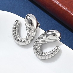 304 Stainless Steel Spiral Croissant Stud Earrings for Women&nbsp;EJEW-Z095-01P