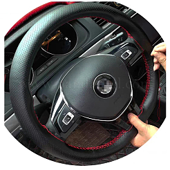 Microfiber Leather & Nylon DIY Hand Sewing Steering Wheel Cover&nbsp;FIND-FH0006-64F