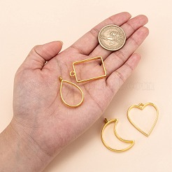 Rack Plating Alloy Open Back Bezel Pendants&nbsp;PALLOY-X0037-02G