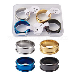 4 Colors Stainless Steel Grooved Finger Ring Settings&nbsp;STAS-TA0001-26A