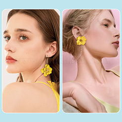 2 Pairs 2 Styles Iron Flower Dangle Earrings and Sweet and Stylish Multi-layer Petal Flower Stud Earrings&nbsp;EJEW-TA0001-80C