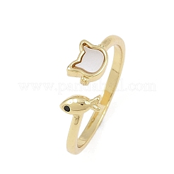 Brass Micro Pave Cubic Zirconia Open Cuff Rings for Women&nbsp;RJEW-K308-01A-G