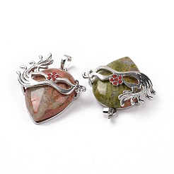 Natural Unakite Pendants&nbsp;G-P496-02P-03