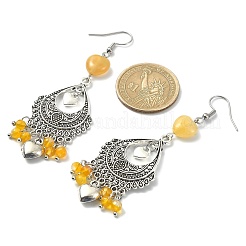Natural & Synthetic Mixed Gemstone Heart Chandelier Earrings&nbsp;EJEW-JE05364