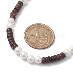 Natural Coconut Column and Shell Pearls Bead Necklaces for Women&nbsp;NJEW-JN04666