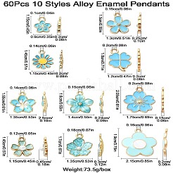 60Pcs 10 Styles Alloy Enamel Pendants&nbsp;FIND-CJ0002-33