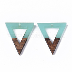 Transparent Resin & Walnut Wood Pendants&nbsp;RESI-S358-56C-A