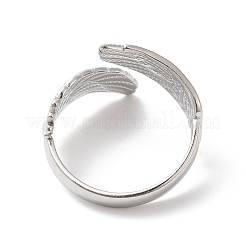 Non-Tarnish 304 Stainless Steel Double Wings Open Cuff Ring for Women&nbsp;RJEW-K245-41P