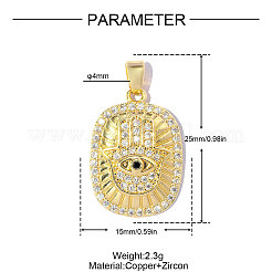 Brass Micro Pave Black Cubic Zirconia Pendants&nbsp;CU-OY001-13G