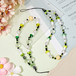 2Pcs Resin Beaded Mobile Phone Lanyard Wrist Strap&nbsp;HJEW-GF0001-47A