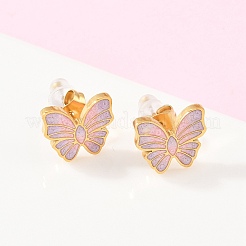 Butterfly 304 Stainless Steel Enamel Necklaces & Stud Earrings Setss for Women&nbsp;SJEW-K003-04G