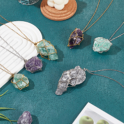 304 Stainless Steel Crystal Stone Cage Pendant Necklaces&nbsp;NJEW-PH01546