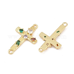 Brass Pave Colorful Cubic Zirconia Cross Links&nbsp;KK-G544-21G