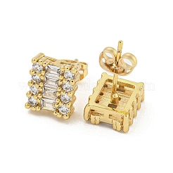 Brass Micro Pave Cubic Zirconia Ear Studs&nbsp;EJEW-P261-31G
