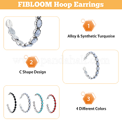 4 Pairs 4 Colors Alloy Ring Stud Earrings&nbsp;EJEW-FI0002-69