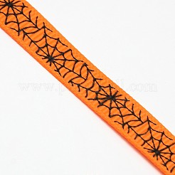 Halloween Ornaments Spider Web Pattern Printed Grosgrain Ribbons&nbsp;SRIB-L005-9mm-03