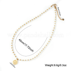 304 Stainless Steel Saint Benedict Medal Pendant Glass and Brass Beaded Short Necklaces for Women Daily Wear&nbsp;LS-AB8901