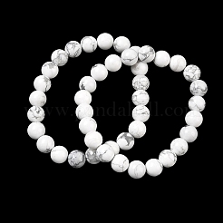 Natural Howlite Round Beaded Stretch Bracelets&nbsp;GG-CBA12F1-02A-10