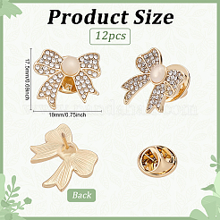 12Pcs Bowknot Shape Alloy Rhinestone Lapel Pin Backs for Backpack Clothes&nbsp;JEWB-PH0001-41