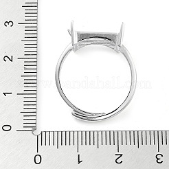 Rectangle Adjustable 925 Sterling Silver Solitaire Ring Settings&nbsp;STER-G042-09P