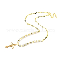 Cubic Zirconia and Rhinestone Flower Pendant Necklace&nbsp;NJEW-B094-03G