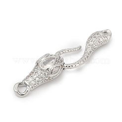 Brass Micro Pave Clear Cubic Zirconia S-Hook Clasps&nbsp;KK-G526-13P