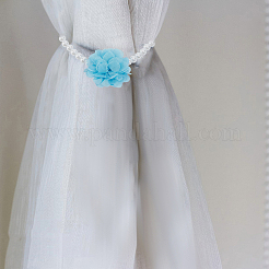 2Pcs Polyester Flower & Glass Pearl Curtain Tiebacks Clips&nbsp;HJEW-DR00230