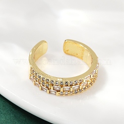 Brass Micro Pave Cubic Zirconia Cuff Rings for Women&nbsp;RJEW-F182-04G
