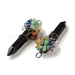 7 Chakra Pointed Natural Obsidian Big Pendants&nbsp;G-C012-01R-04