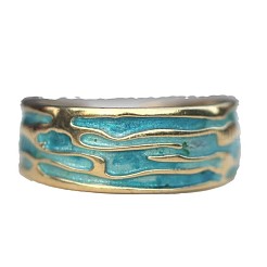 Alloy Enamel Open Cuff Rings for Women&nbsp;WG8ECE1-01
