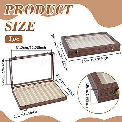 10 Grids Rectangle Wooden Dustproof Pen Presentation Boxes with Visible Window Lid&nbsp;CON-WH0089-250