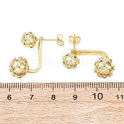 Brass Micro Pave Cubic Zirconia Stud Earrings&nbsp;EJEW-D351-13G-02