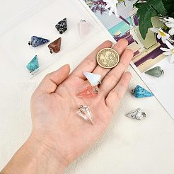 11pcs 11 style Cone/Spike/Pendulum Natural & Synthetic Gemstone Pendants&nbsp;G-NB0003-05