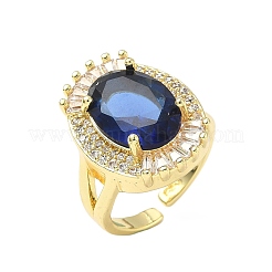 Brass Micro Pave Cubic Zirconia Adjustable Cuff Open Rings for Women&nbsp;RJEW-C131-01G