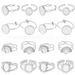 16Pcs 4 Styles 304 Stainless Steel Ovsl Cuff Ring Components&nbsp;RJEW-SC0001-38