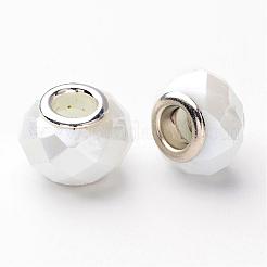Imitation Jade White Faceted Glass European Rondelle Beads&nbsp;X-GPDL-H008-3