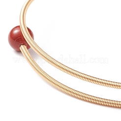 Natural Red Jasper & Evil Eye Lampwork & Natural Pearl Beaded Bangle&nbsp;BJEW-JB08463-02