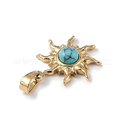 Ion Plating(IP) 304 Stainless Steel with Synthetic Turquoise Sun Charms&nbsp;STAS-G307-04G