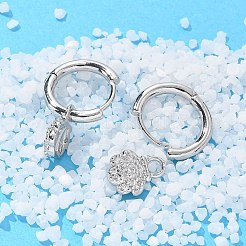 Brass Clear Cubic Zirconia Hoop Earrings&nbsp;EJEW-Q014-06P