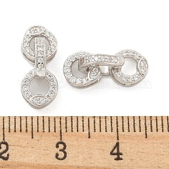 925 Sterling Silver Micro Pave Clear Cubic Zirconia Fold Over Clasps&nbsp;STER-U001-10P
