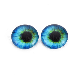 Luminous Eye Printed Glass Cabochons&nbsp;GGLA-WHC0002-10mm